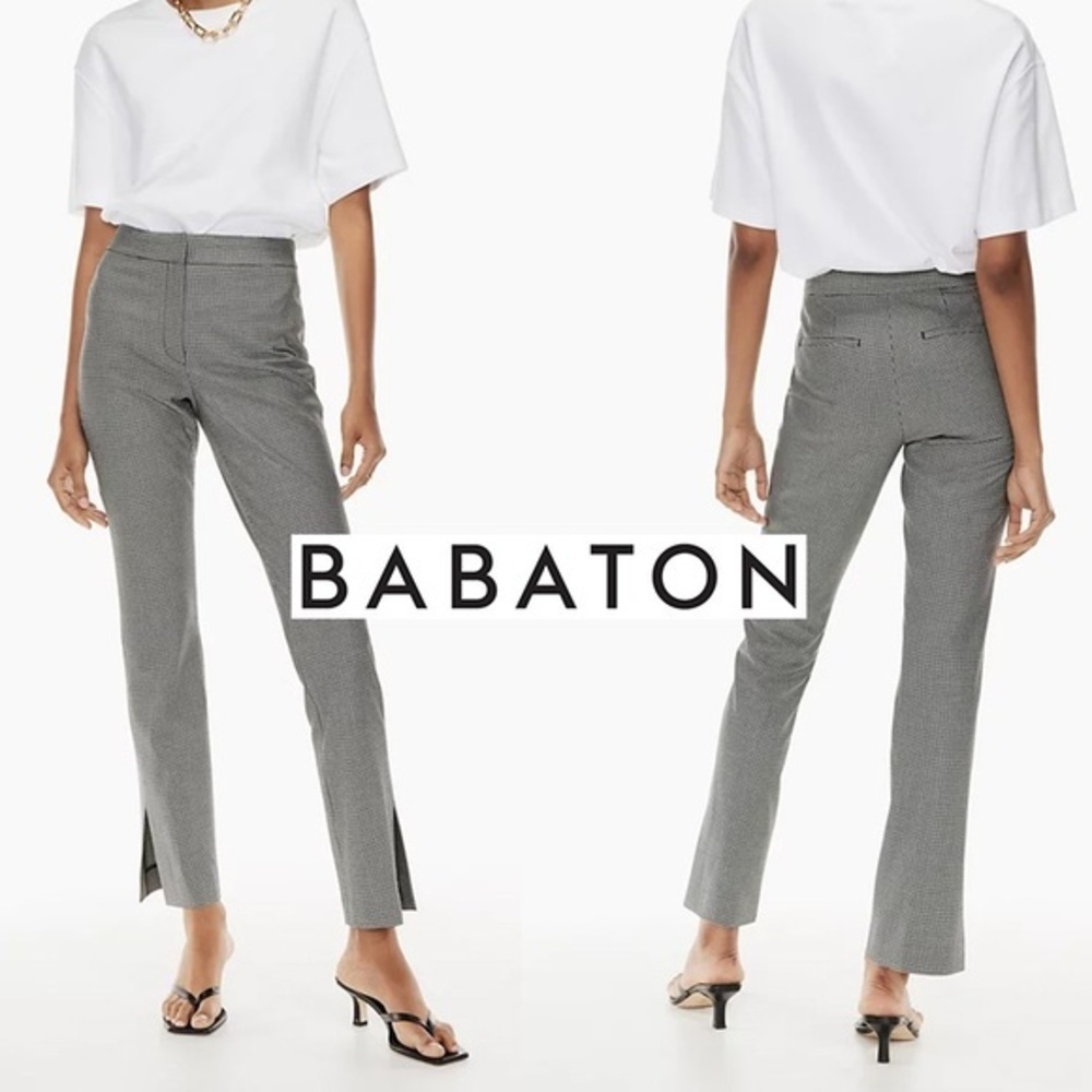 Babaton Numero Pant Gray Houndstooth Middle Rise Skinny Pants XS (0)